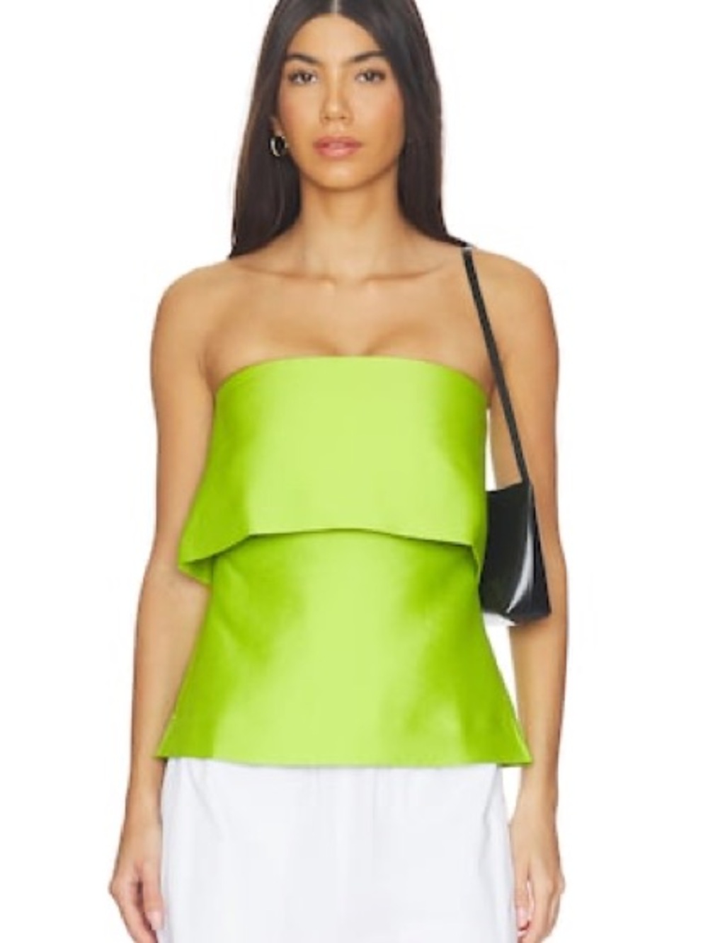 Aligne Felix Satin Strapless Top in Lime